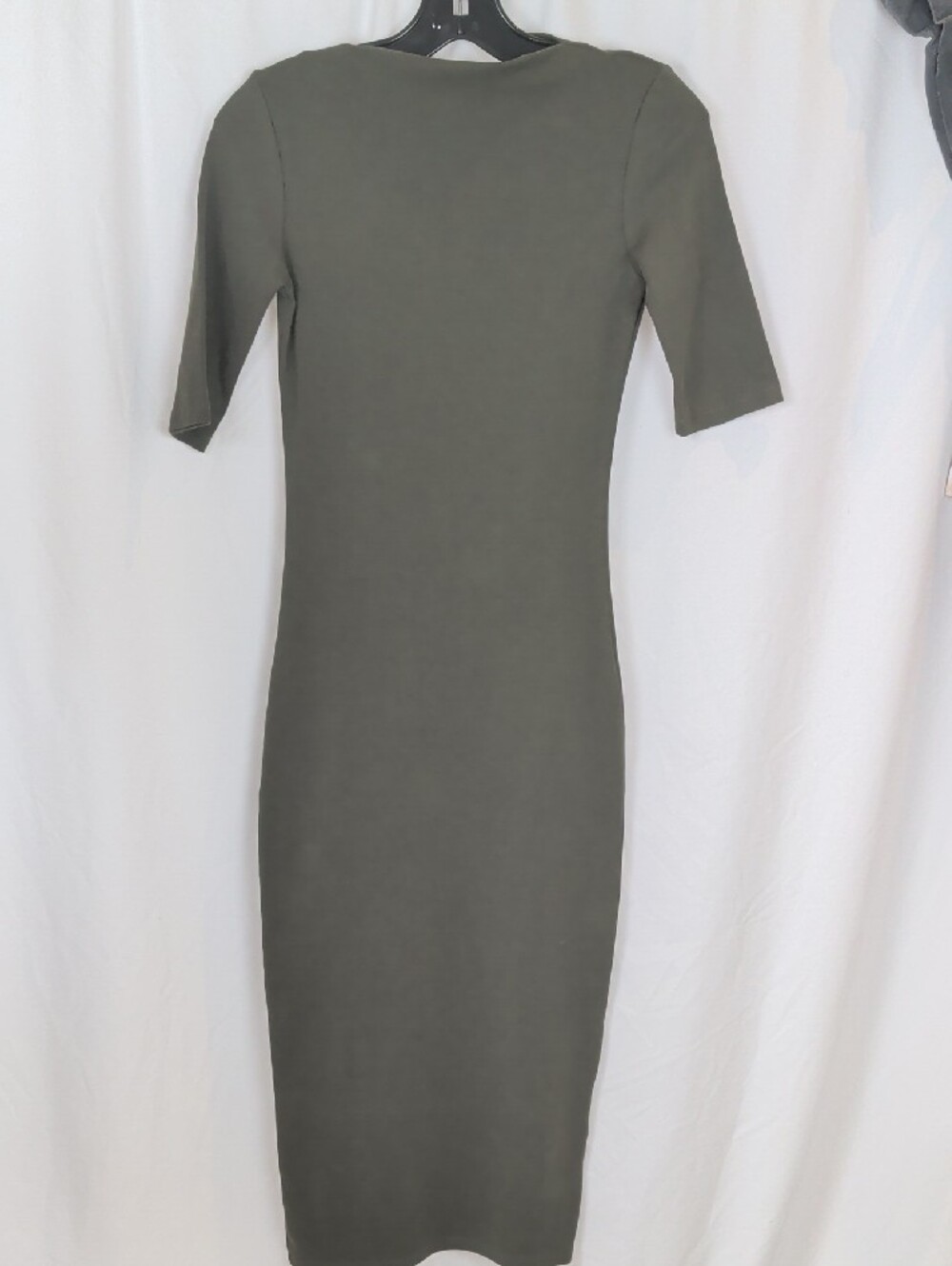 Zara Olive Green Boatneck Midi Dress - Size XS